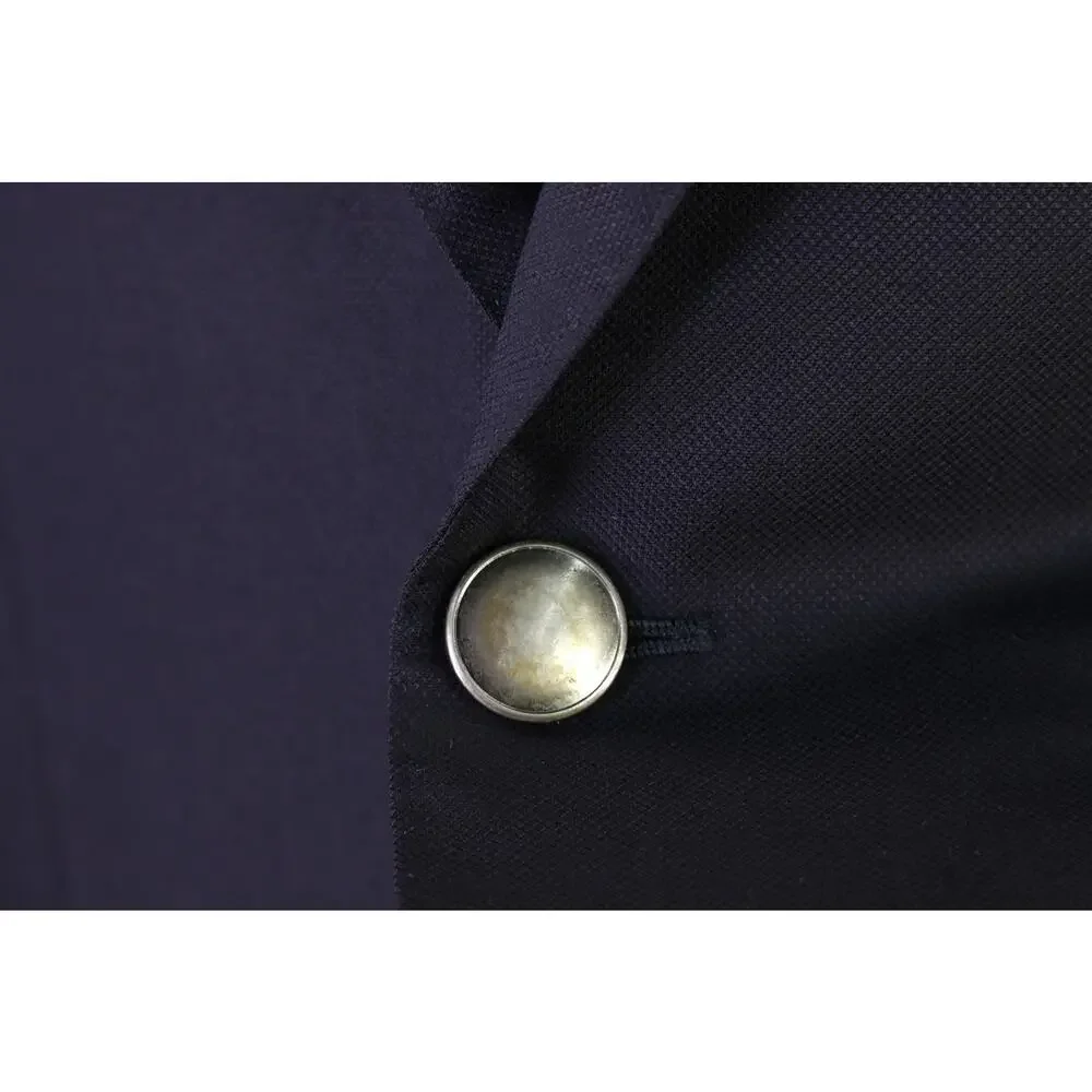 Suitsupply Custom Navy Blue Woven Metal Button 2-Btn Wool Blazer Jacket 42L